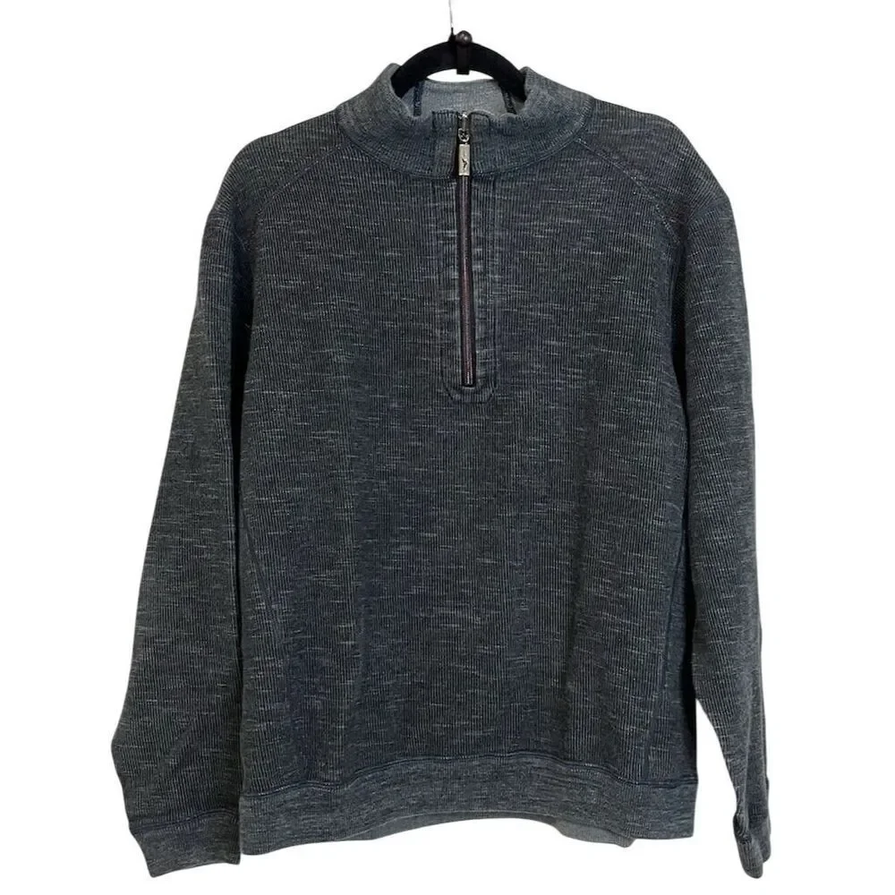 Tommy Bahama Men's Gray Quarter Zip Pullover Sweater Reversible Fall